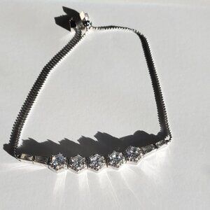 Henri Bendel Cubic Zirconia Crystal Octagon Adjustable size Bracelet
